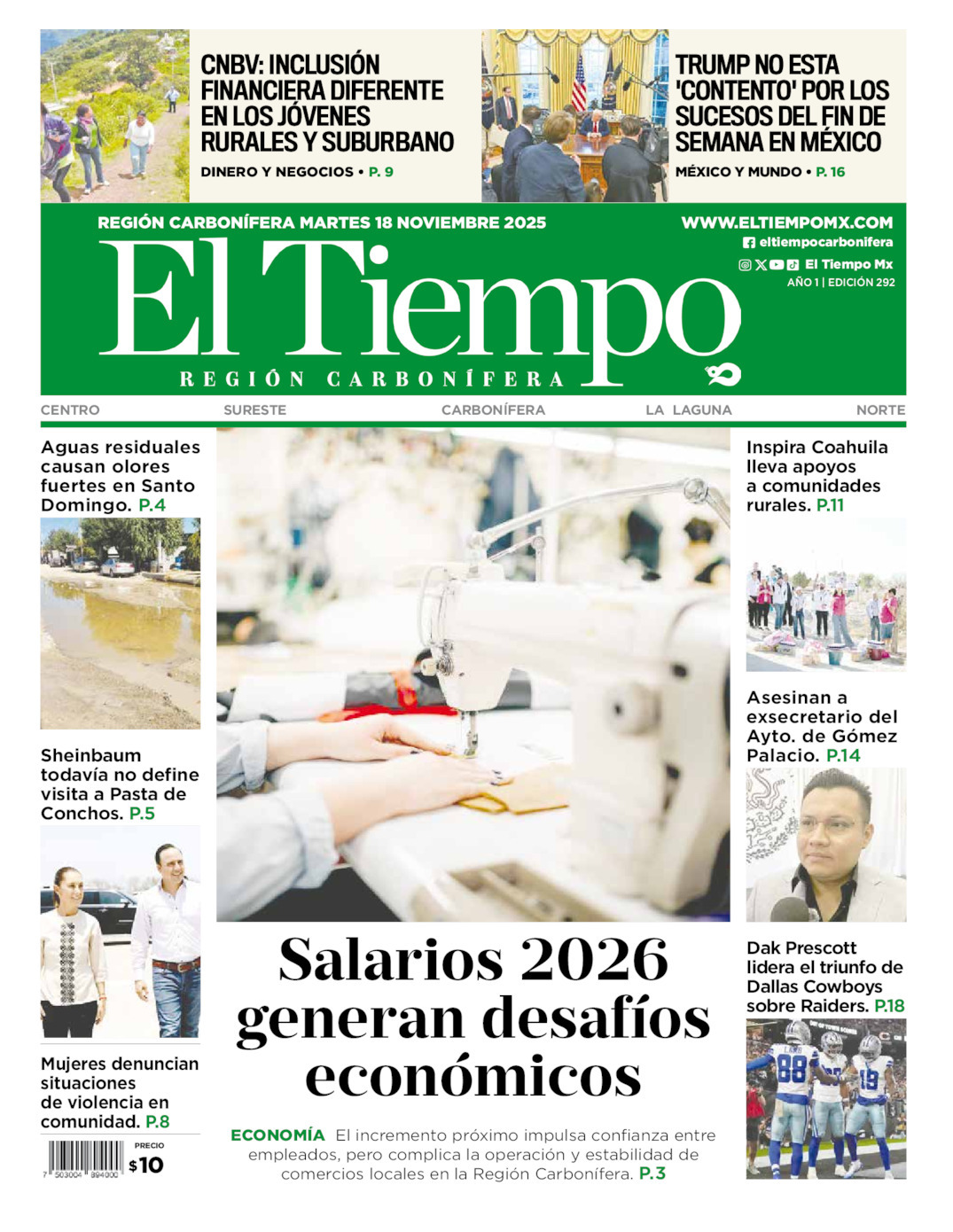 El Tiempo Región Carbonífera, edición del martes 18 de noviembre de 2025