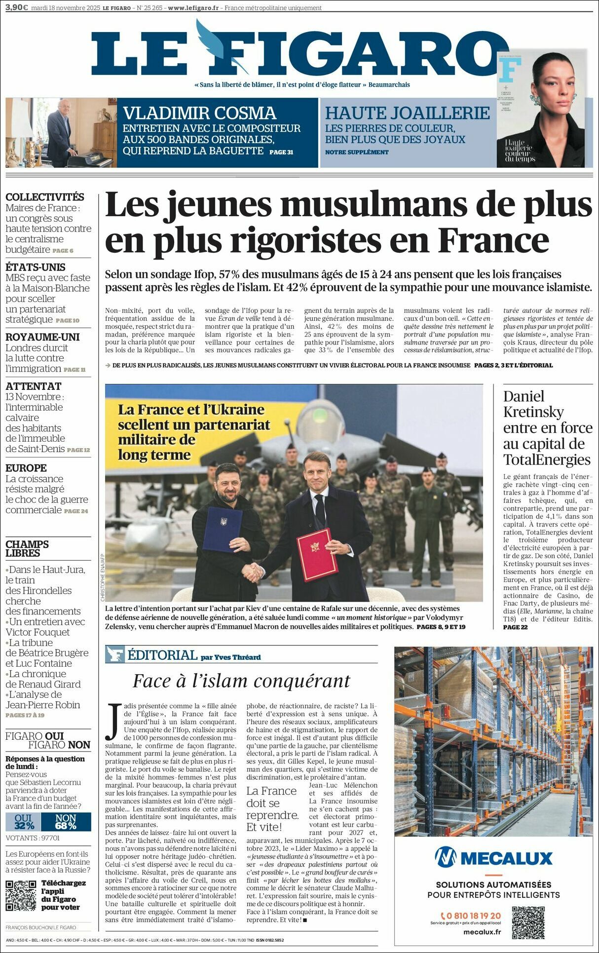 Le Figaro, edición del martes 18 de noviembre de 2025