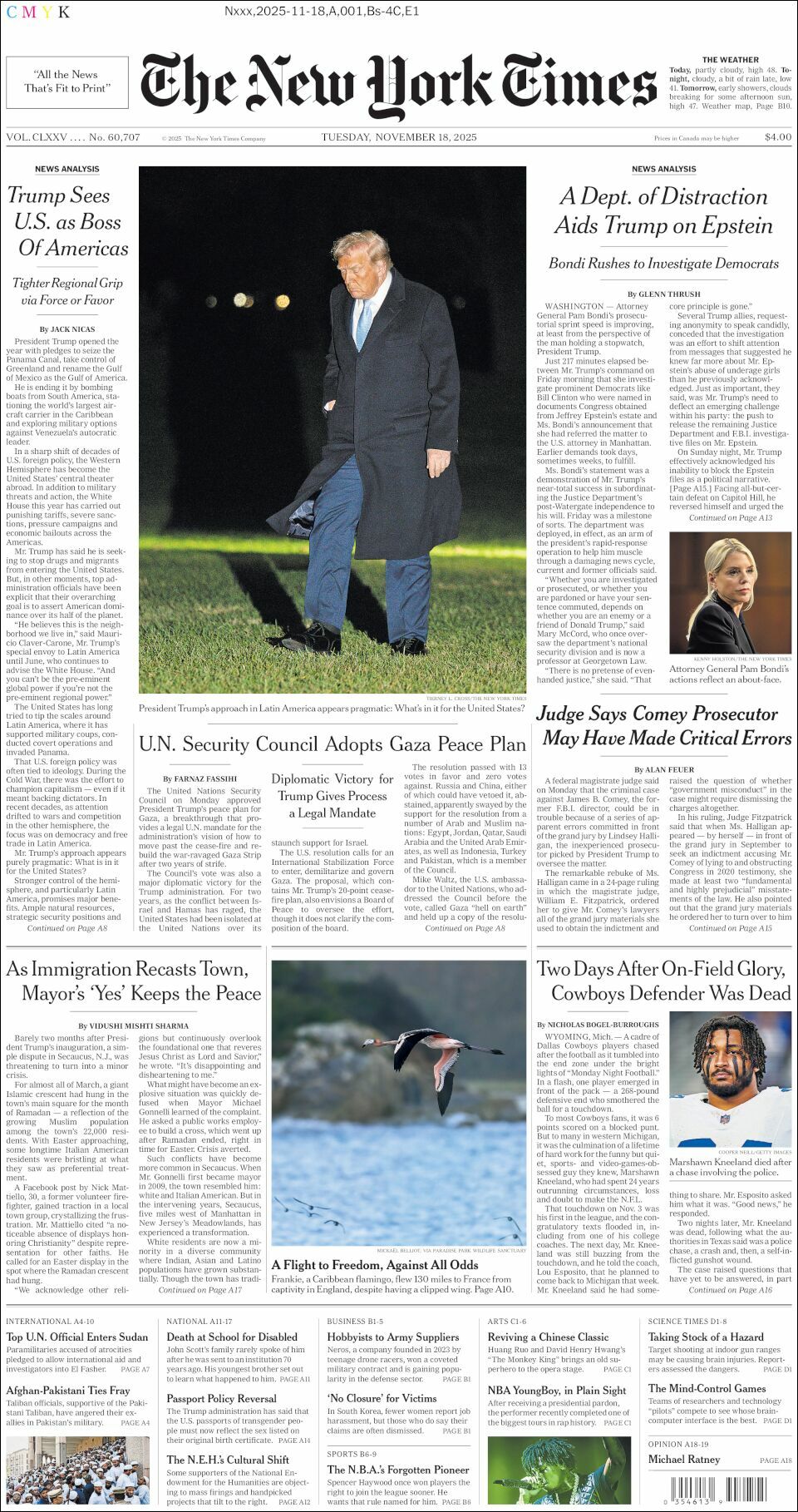 The New York Times, edición del martes 18 de noviembre de 2025
