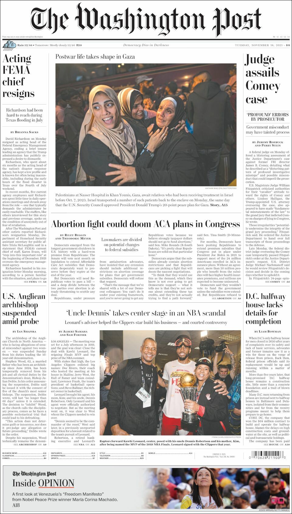The Washington Post, edición del martes 18 de noviembre de 2025