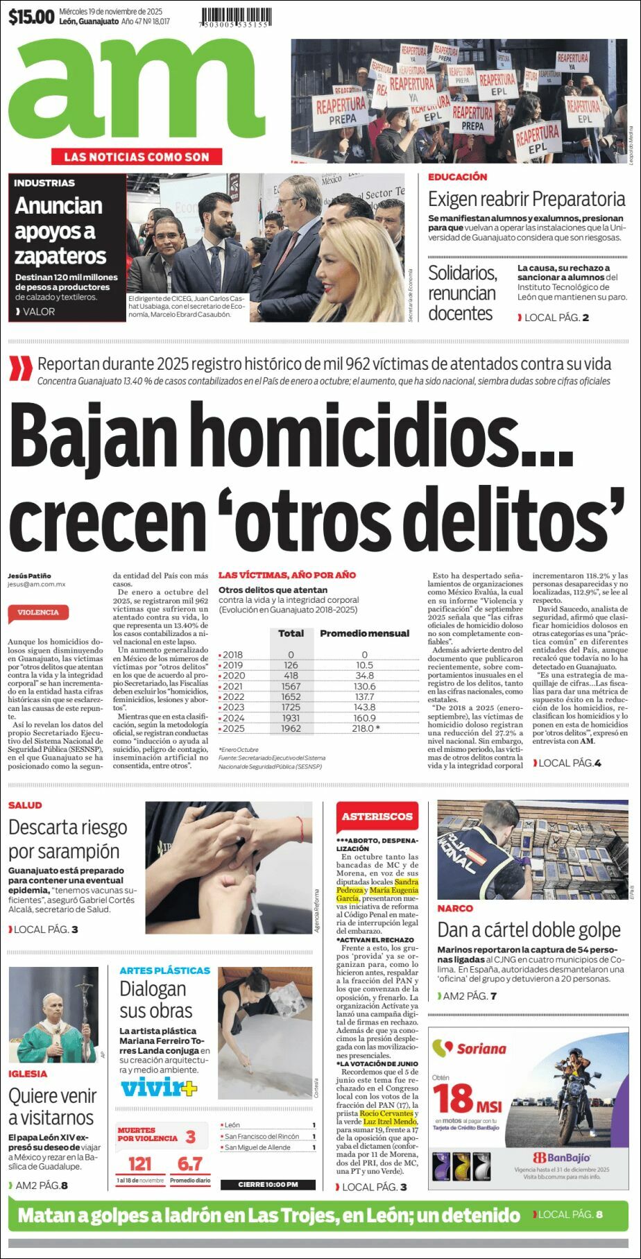 AM de León, edición del miércoles 19 de noviembre de 2025