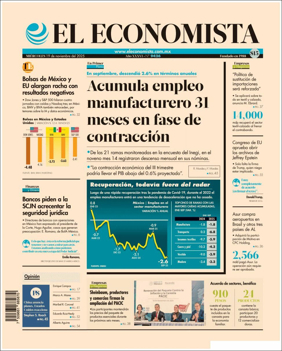 El Economista, edición del miércoles 19 de noviembre de 2025