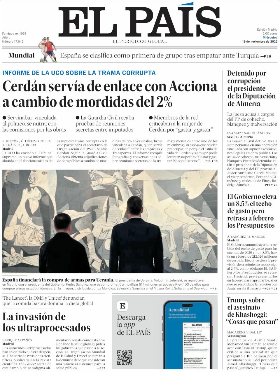 El País, edición del miércoles 19 de noviembre de 2025