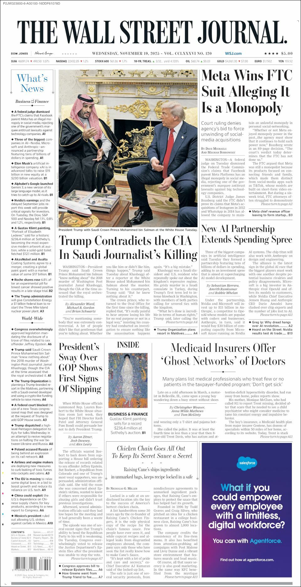 The Wall Street Journal, edición del miércoles 19 de noviembre de 2025