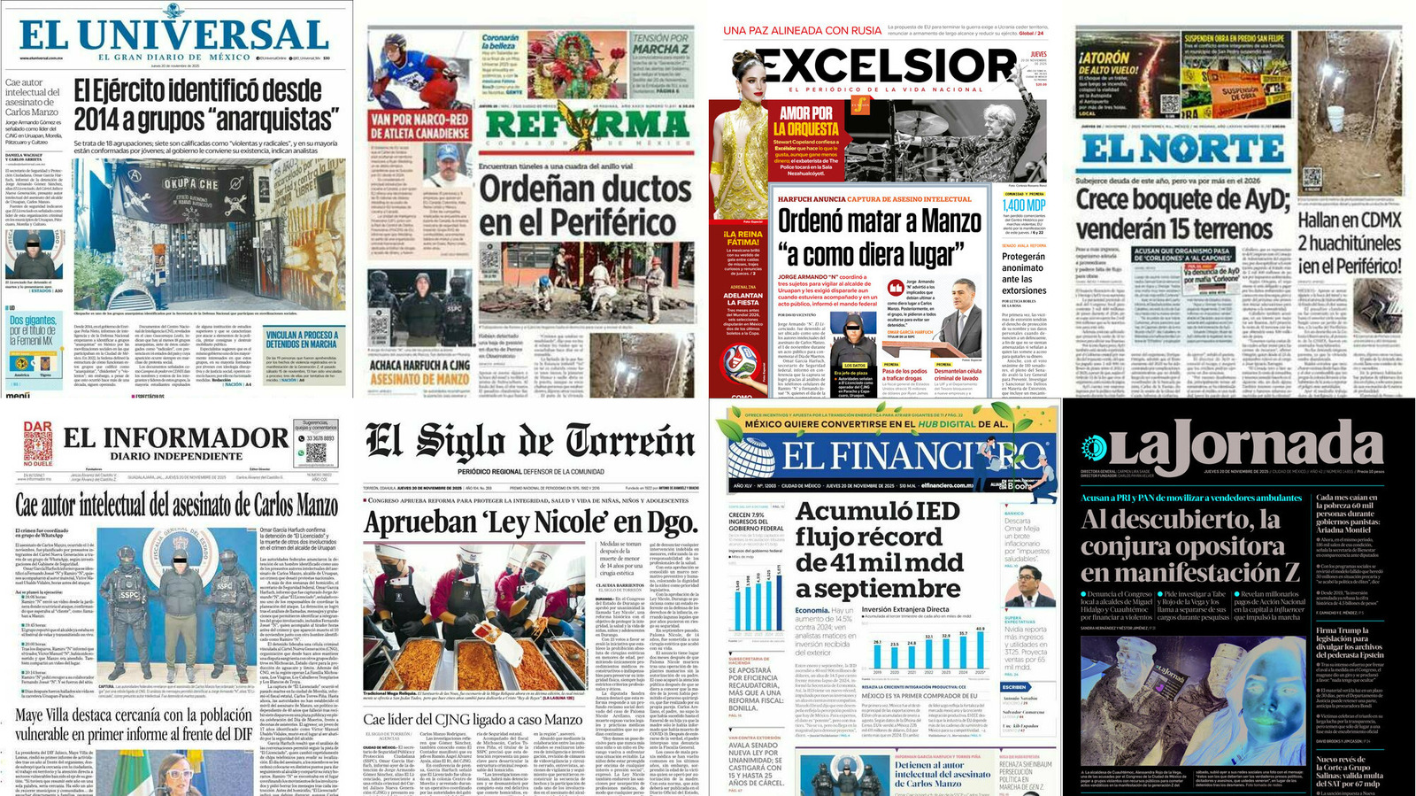Portadas de periódicos impresos más importantes de México hoy