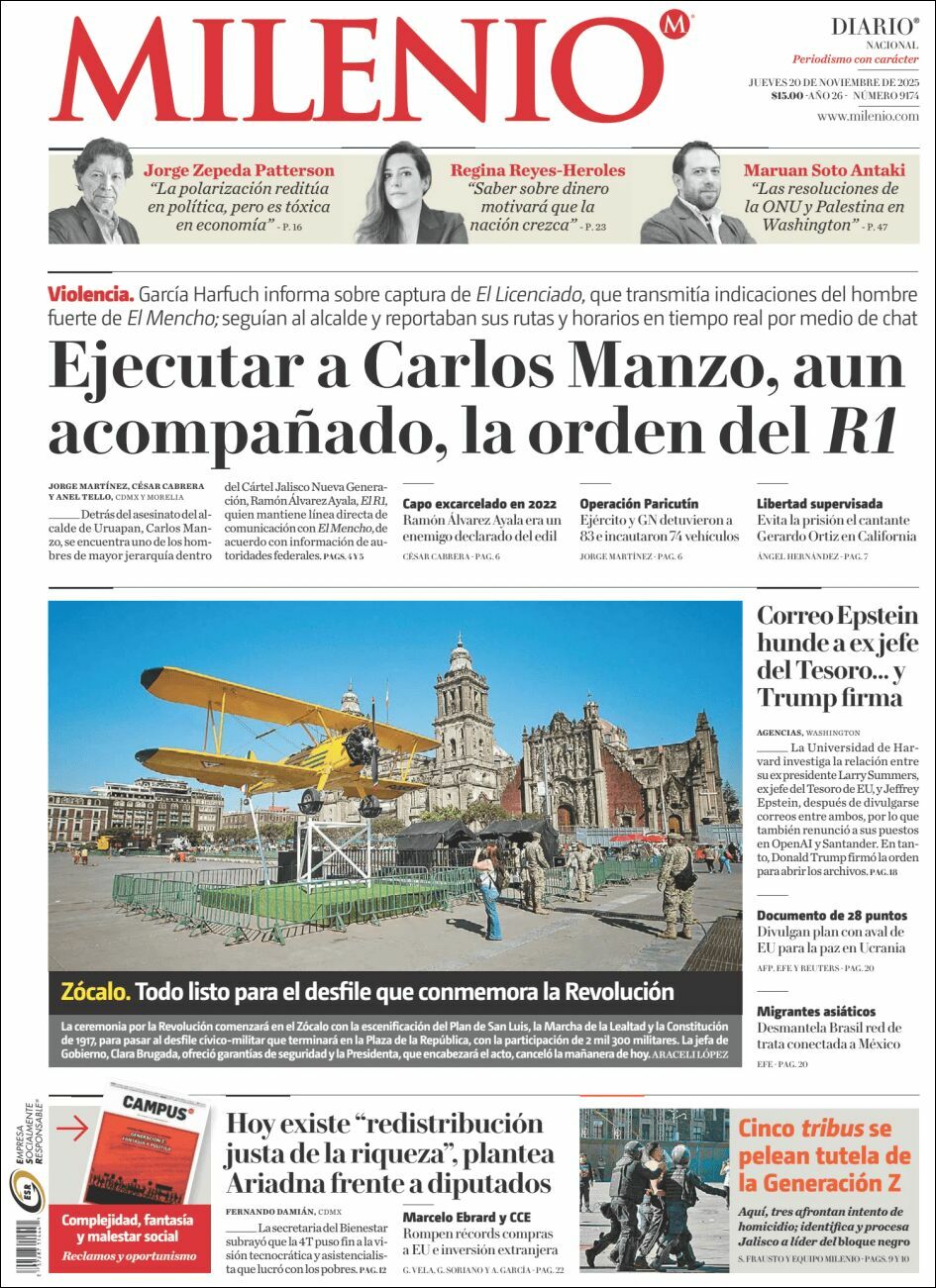 Milenio, edición del jueves 20 de noviembre de 2025