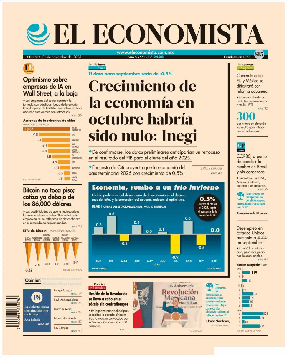 El Economista, edición del viernes 21 de noviembre de 2025