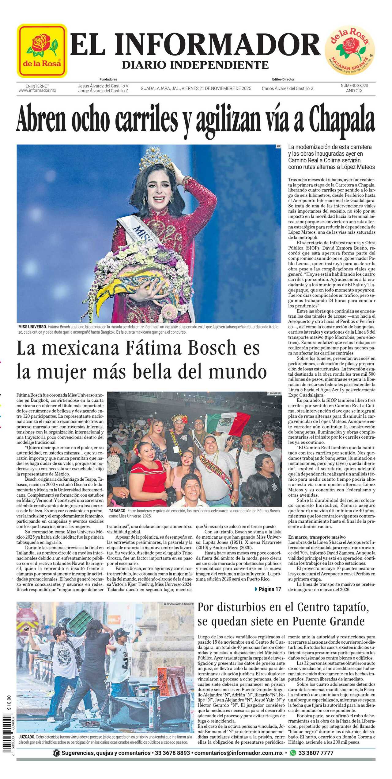 El Informador, edición del viernes 21 de noviembre de 2025