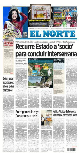 El Norte, edición del viernes 21 de noviembre de 2025