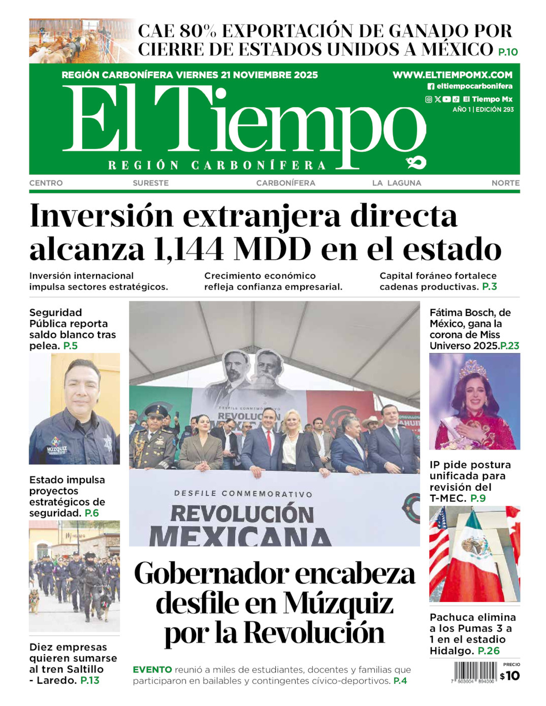 El Tiempo Región Carbonífera, edición del viernes 21 de noviembre de 2025