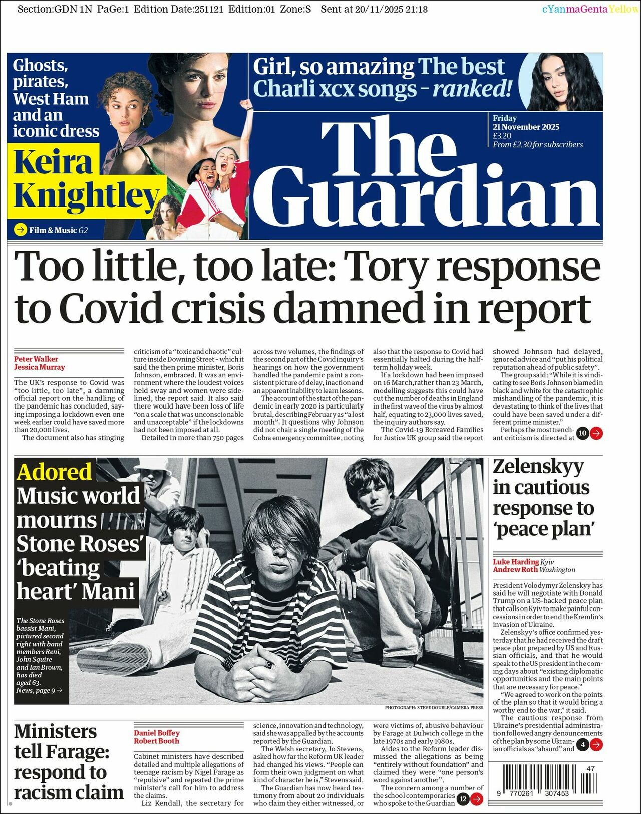 The Guardian, edición del viernes 21 de noviembre de 2025