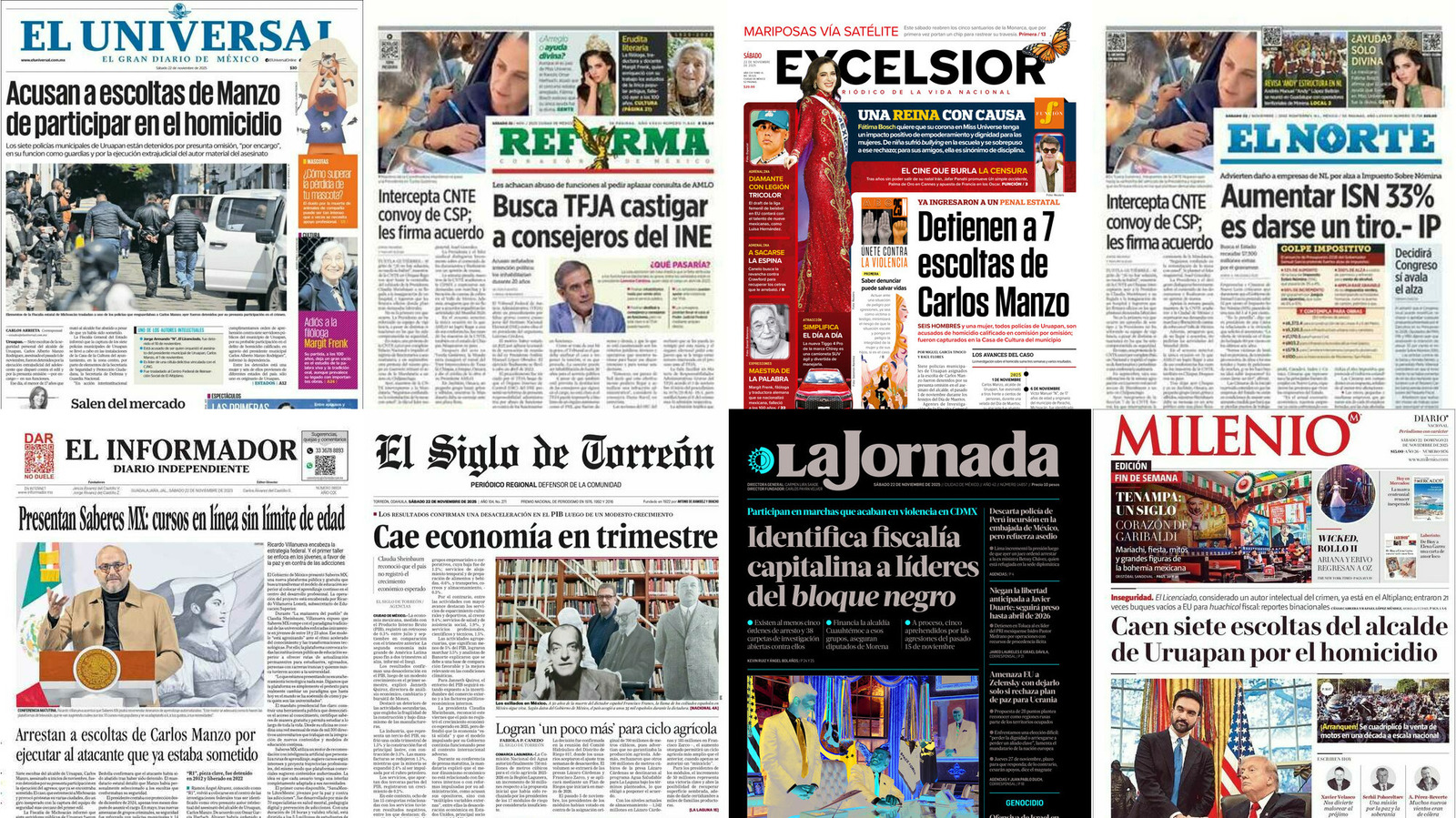 Portadas de periódicos impresos más importantes de México hoy