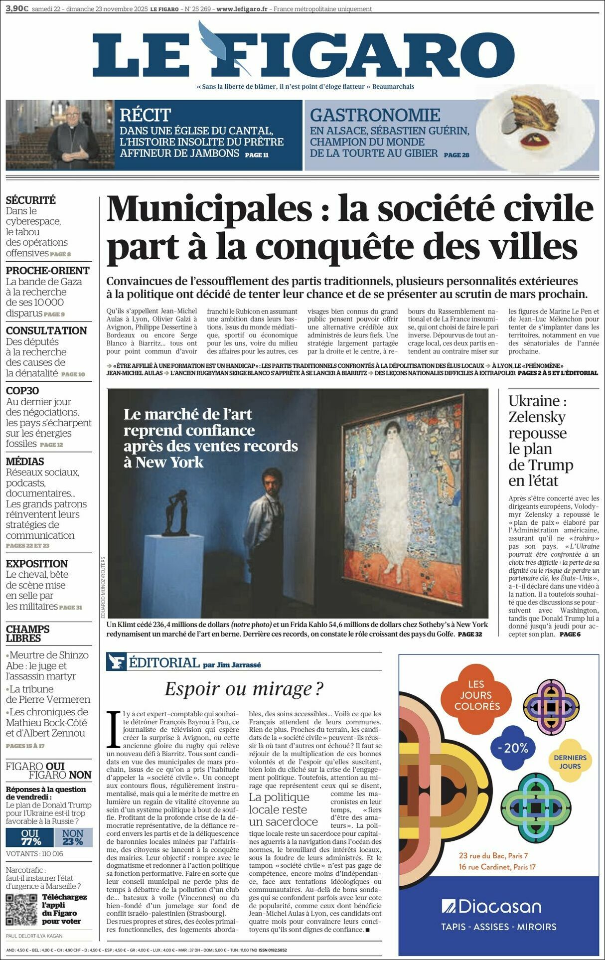 Le Figaro, edición del sábado 22 de noviembre de 2025