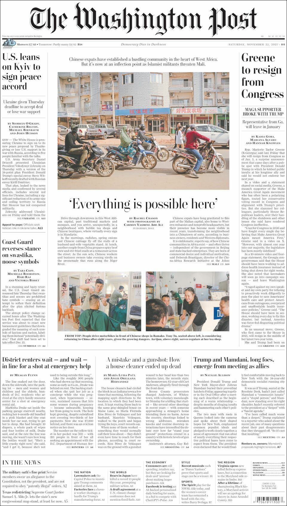 The Washington Post, edición del sábado 22 de noviembre de 2025