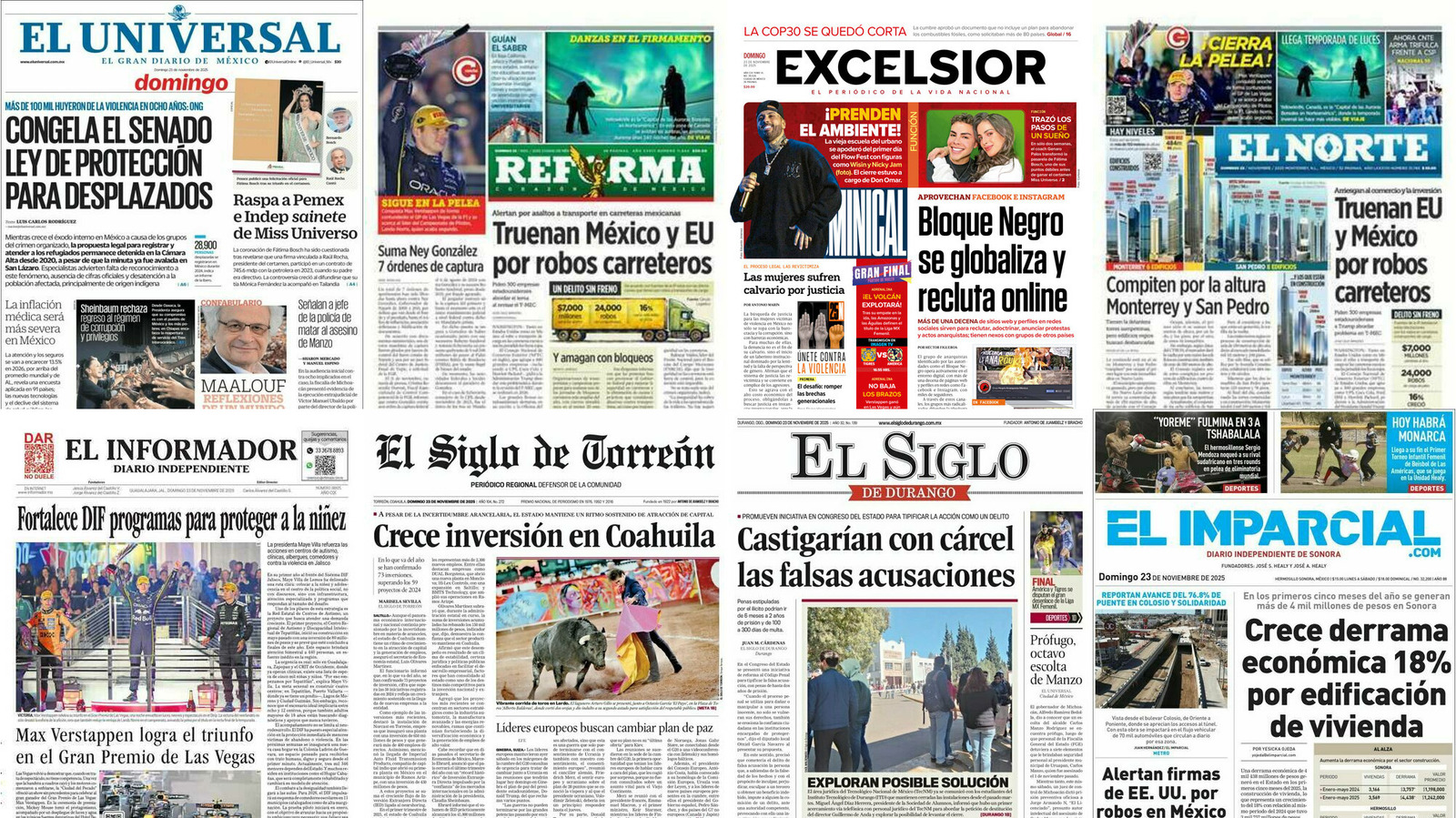Portadas de periódicos impresos más importantes de México hoy