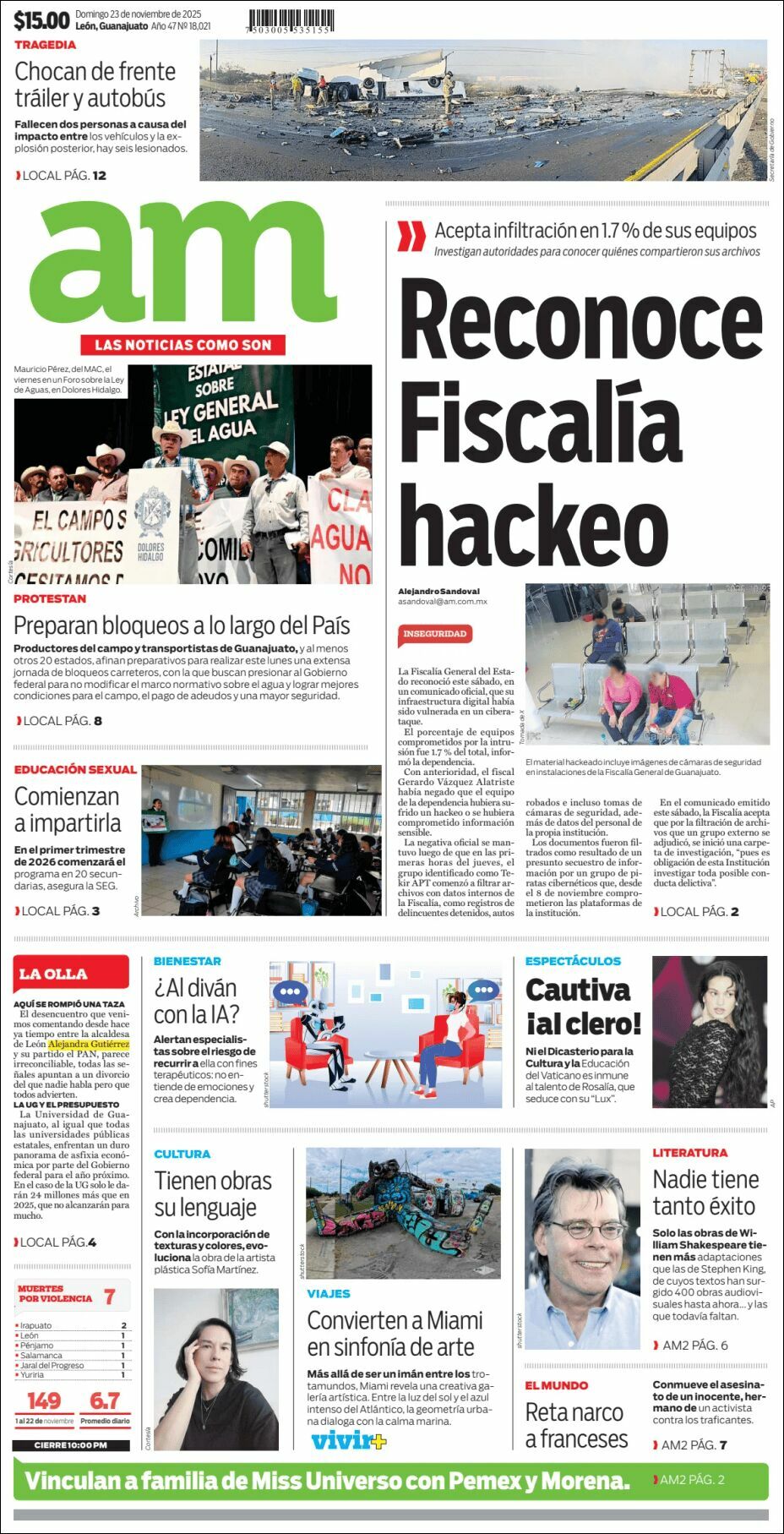 AM de León, edición del domingo 23 de noviembre de 2025