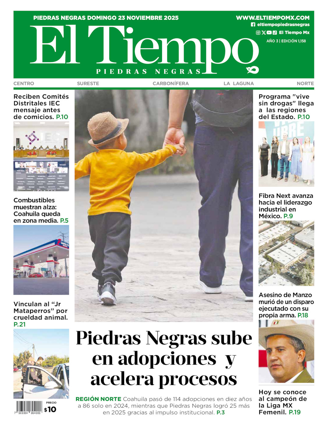 El Tiempo Piedras Negras, edición del domingo 23 de noviembre de 2025