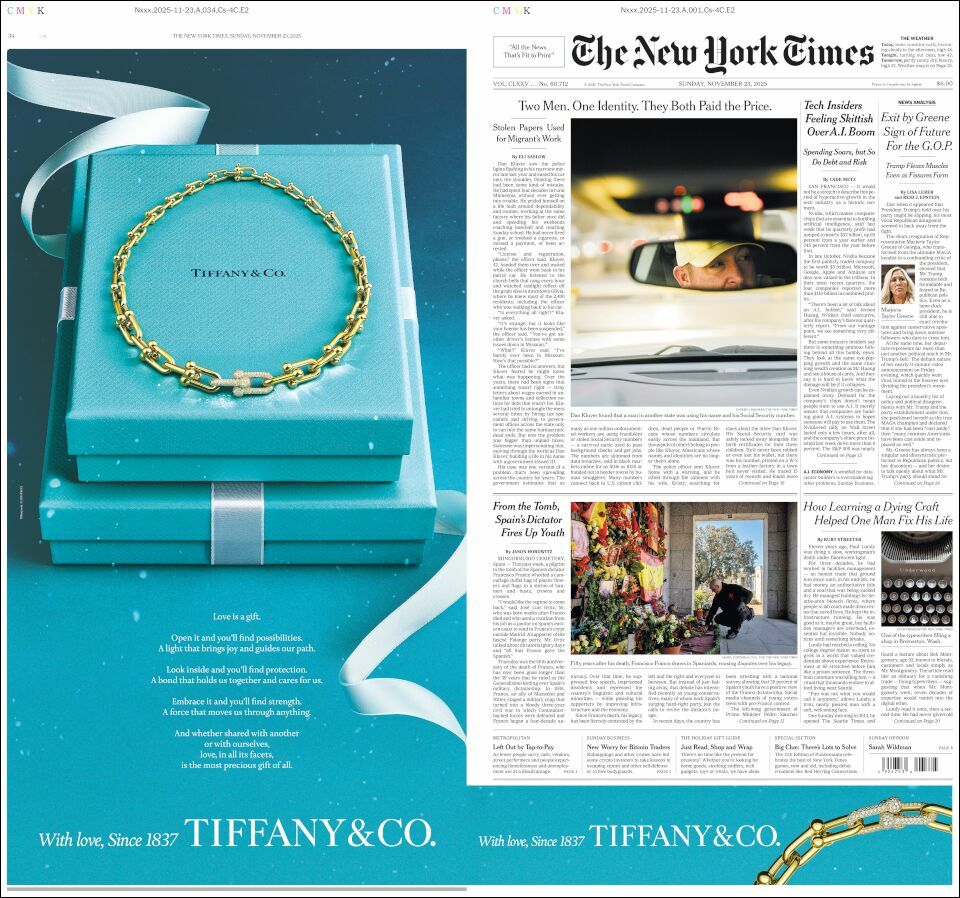 The New York Times, edición del domingo 23 de noviembre de 2025