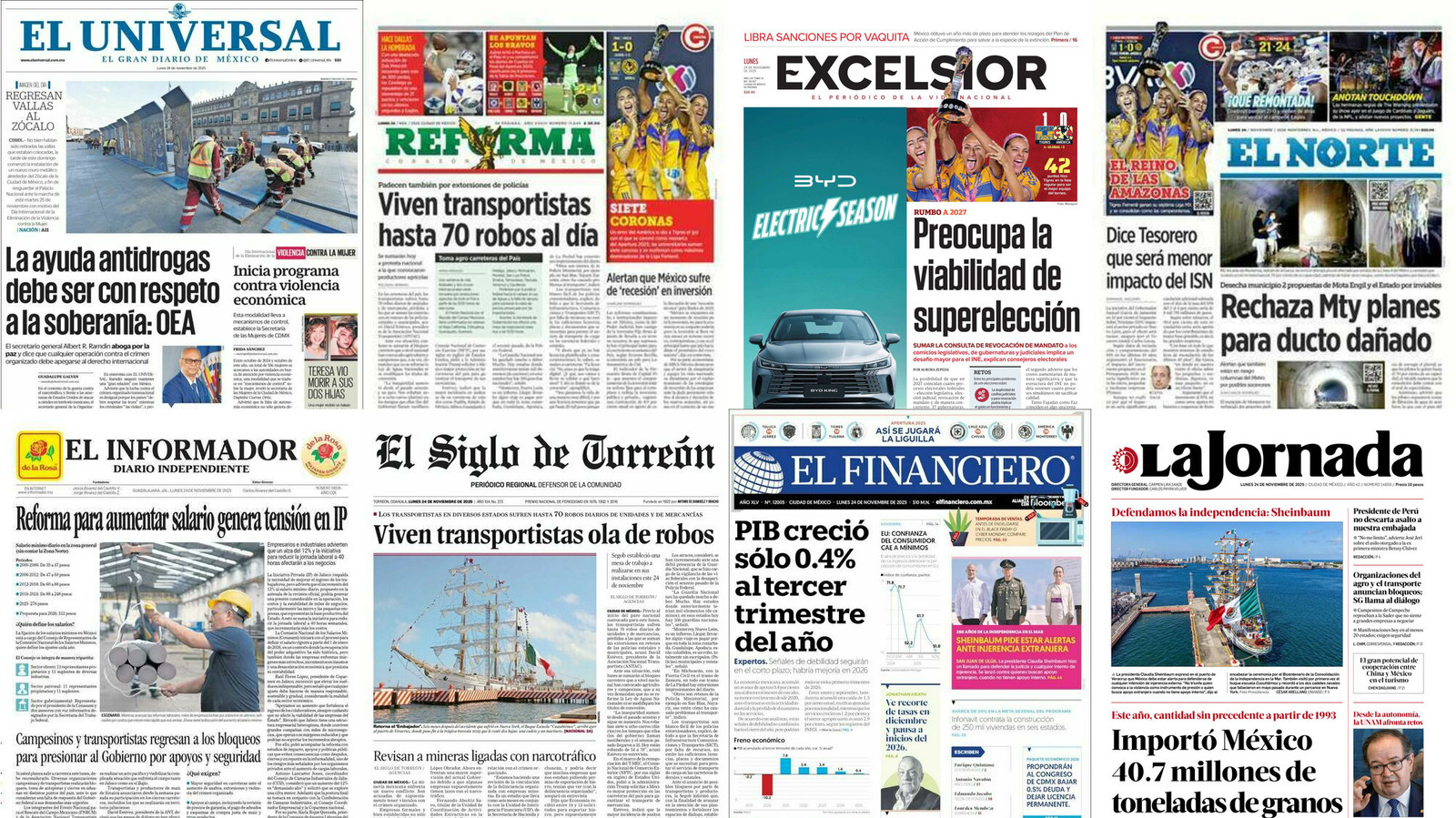 Portadas de periódicos impresos más importantes de México hoy