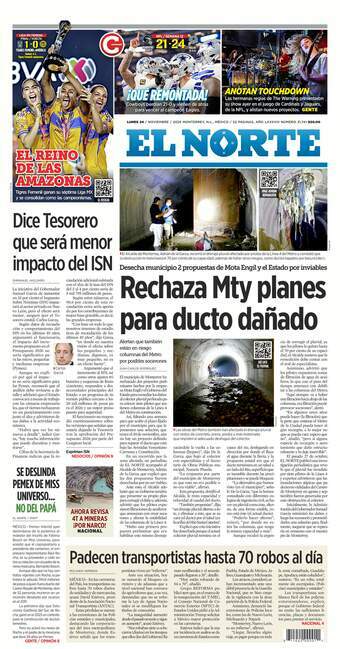 El Norte, edición del lunes 24 de noviembre de 2025