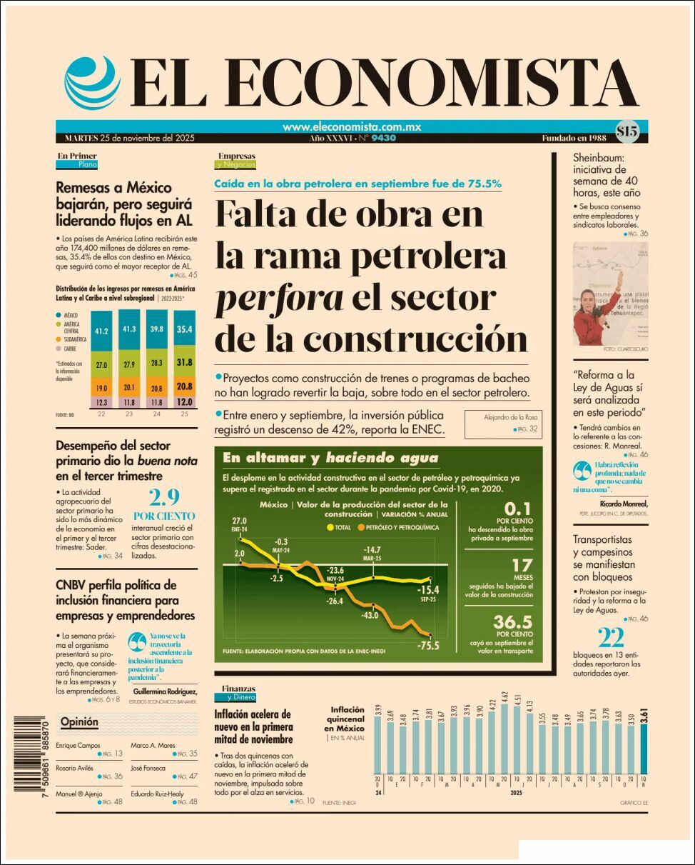 El Economista, edición del martes 25 de noviembre de 2025