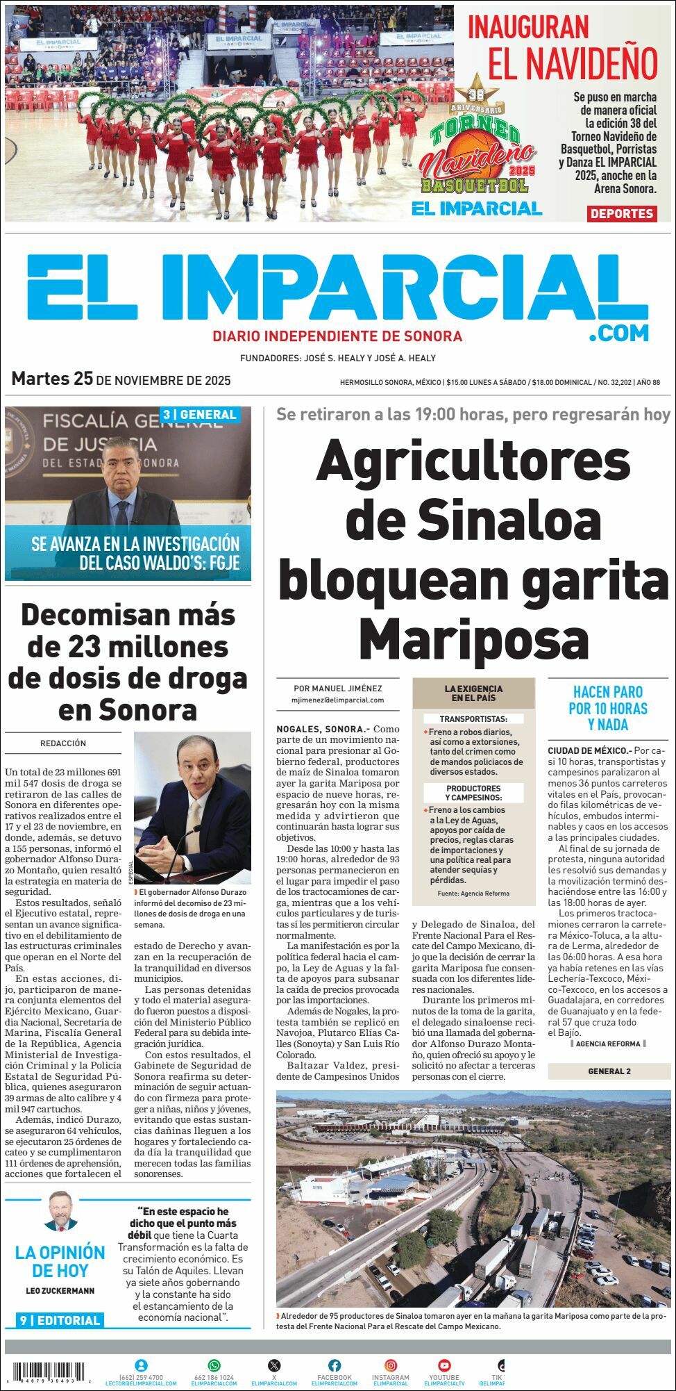 El Imparcial, edición del martes 25 de noviembre de 2025