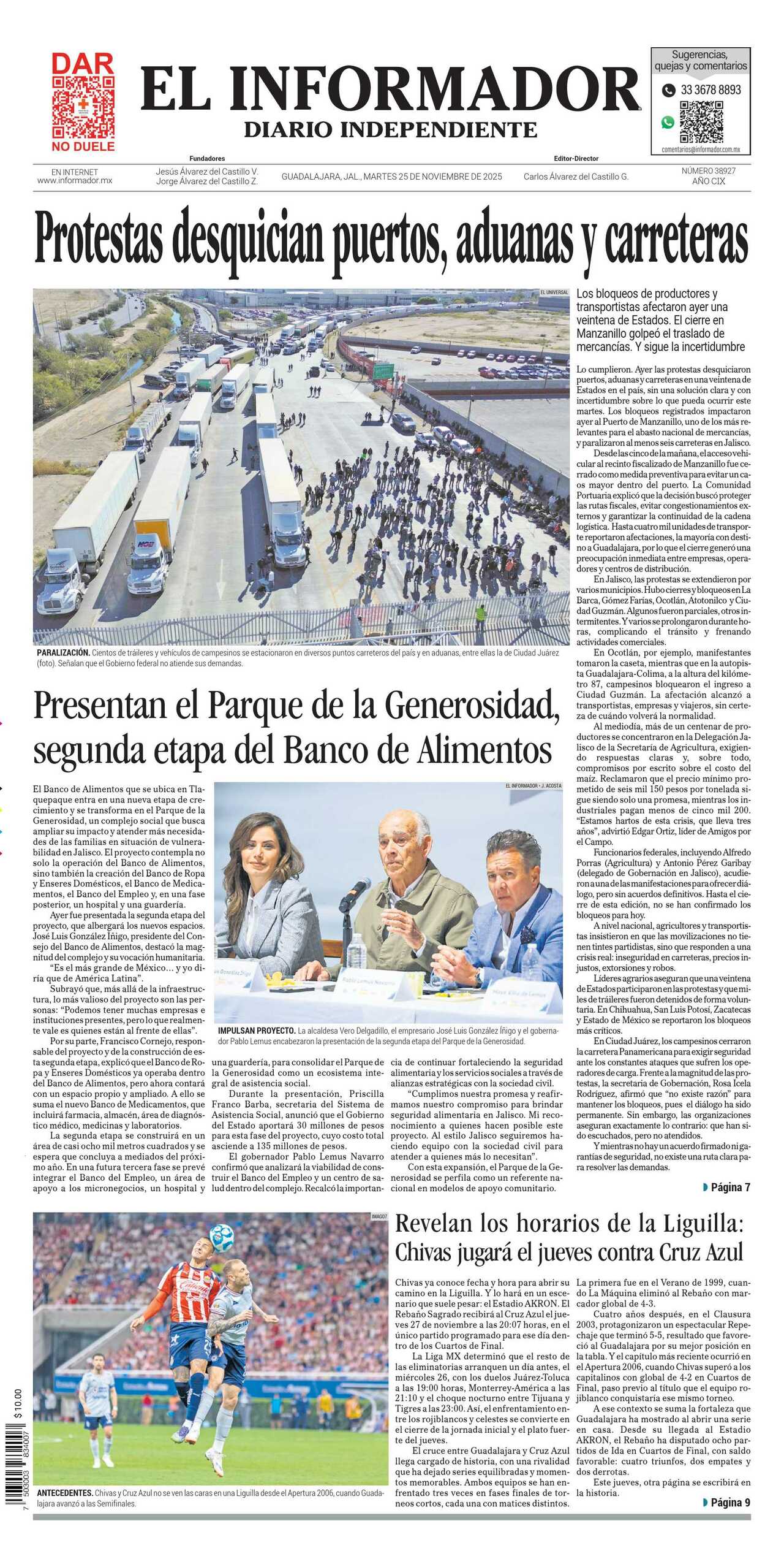 El Informador, edición del martes 25 de noviembre de 2025