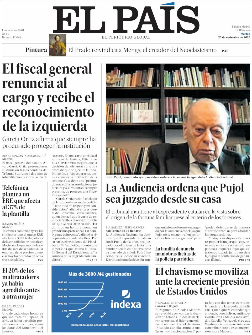 El País, edición del martes 25 de noviembre de 2025