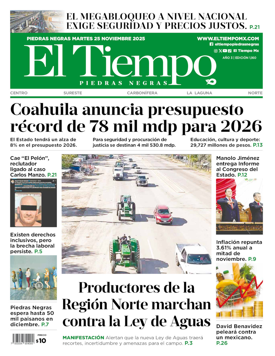 El Tiempo Piedras Negras, edición del martes 25 de noviembre de 2025