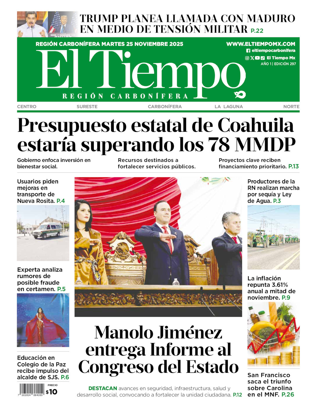 El Tiempo Región Carbonífera, edición del martes 25 de noviembre de 2025