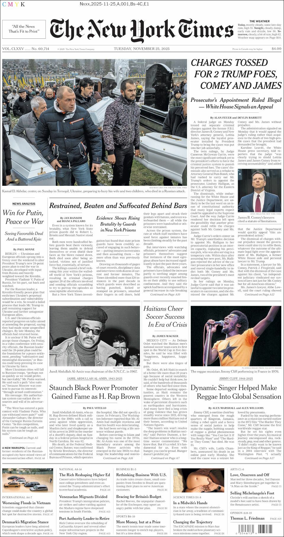 The New York Times, edición del martes 25 de noviembre de 2025