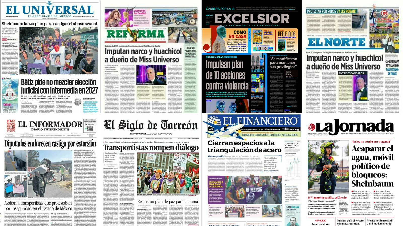 Portadas de periódicos impresos más importantes de México hoy