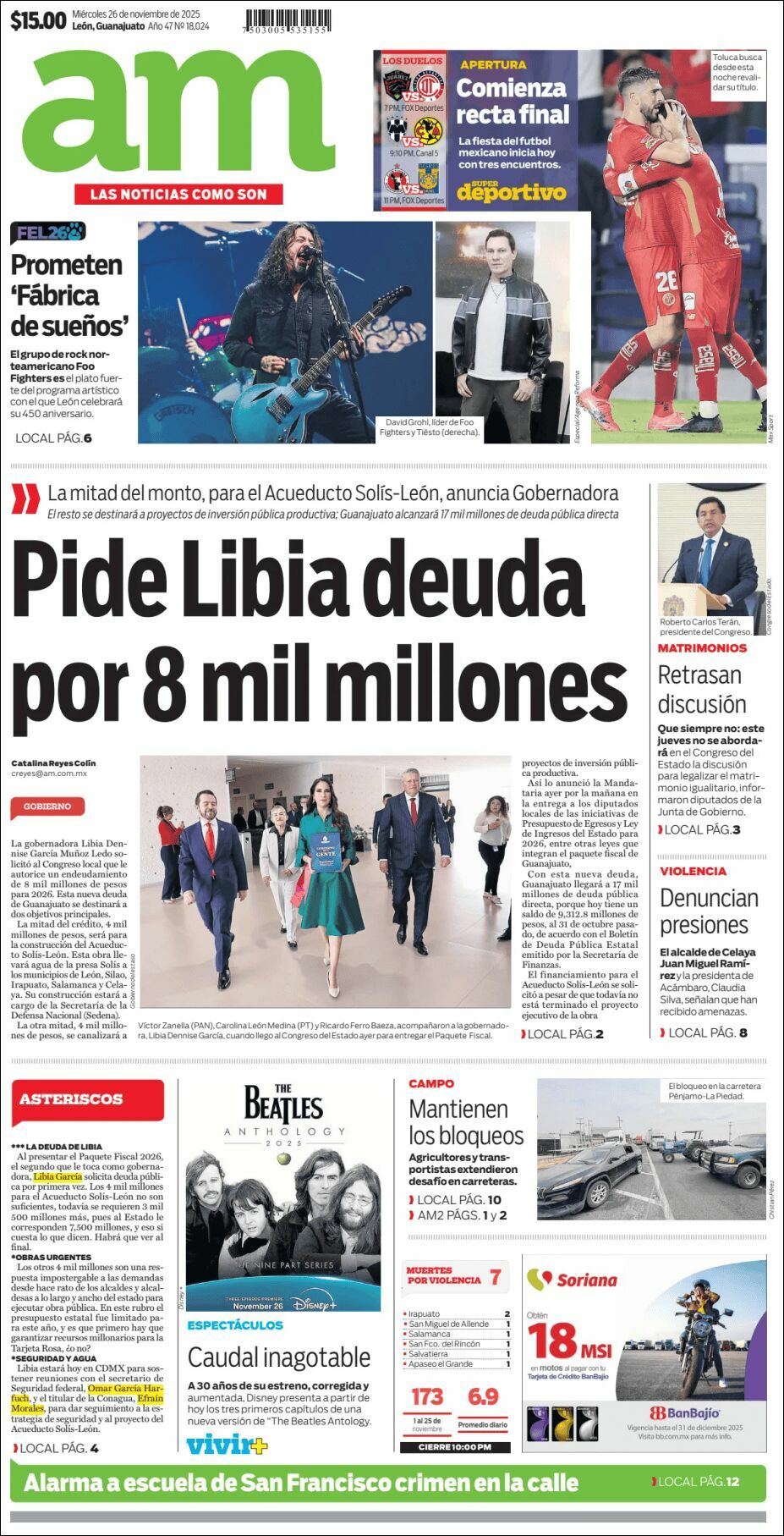 AM de León, edición del miércoles 26 de noviembre de 2025