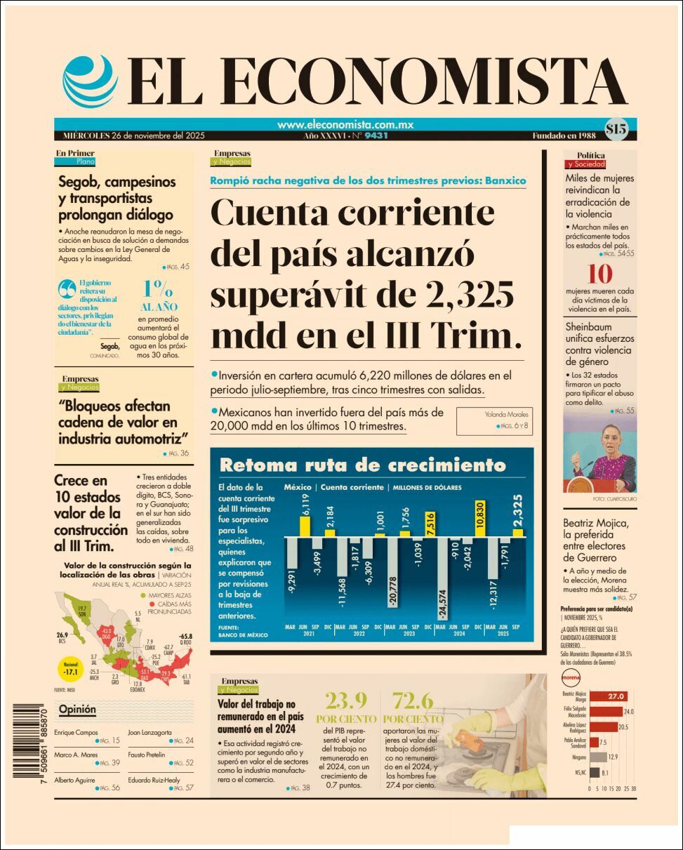 El Economista, edición del miércoles 26 de noviembre de 2025