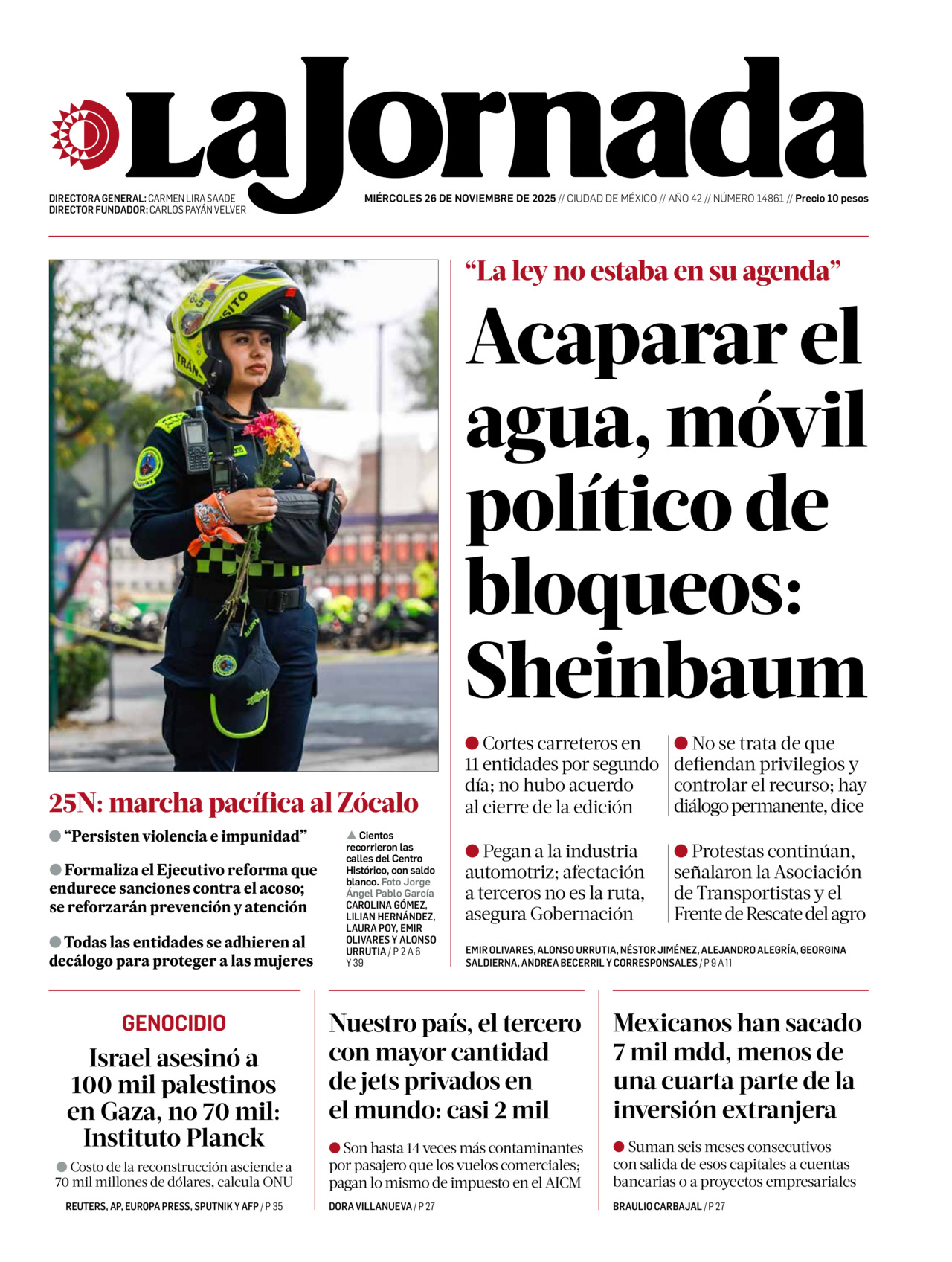La Jornada, edición del miércoles 26 de noviembre de 2025