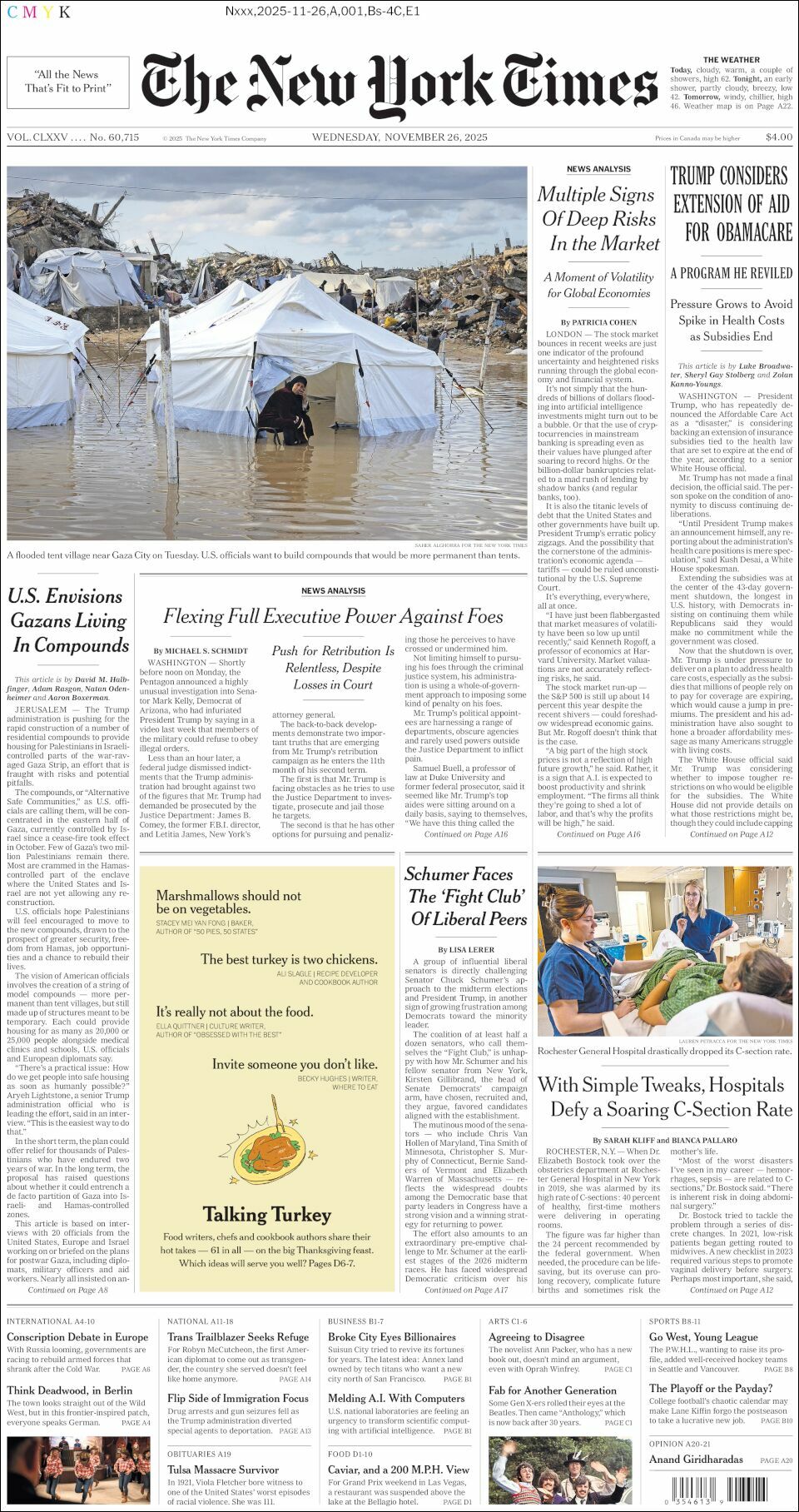 The New York Times, edición del miércoles 26 de noviembre de 2025