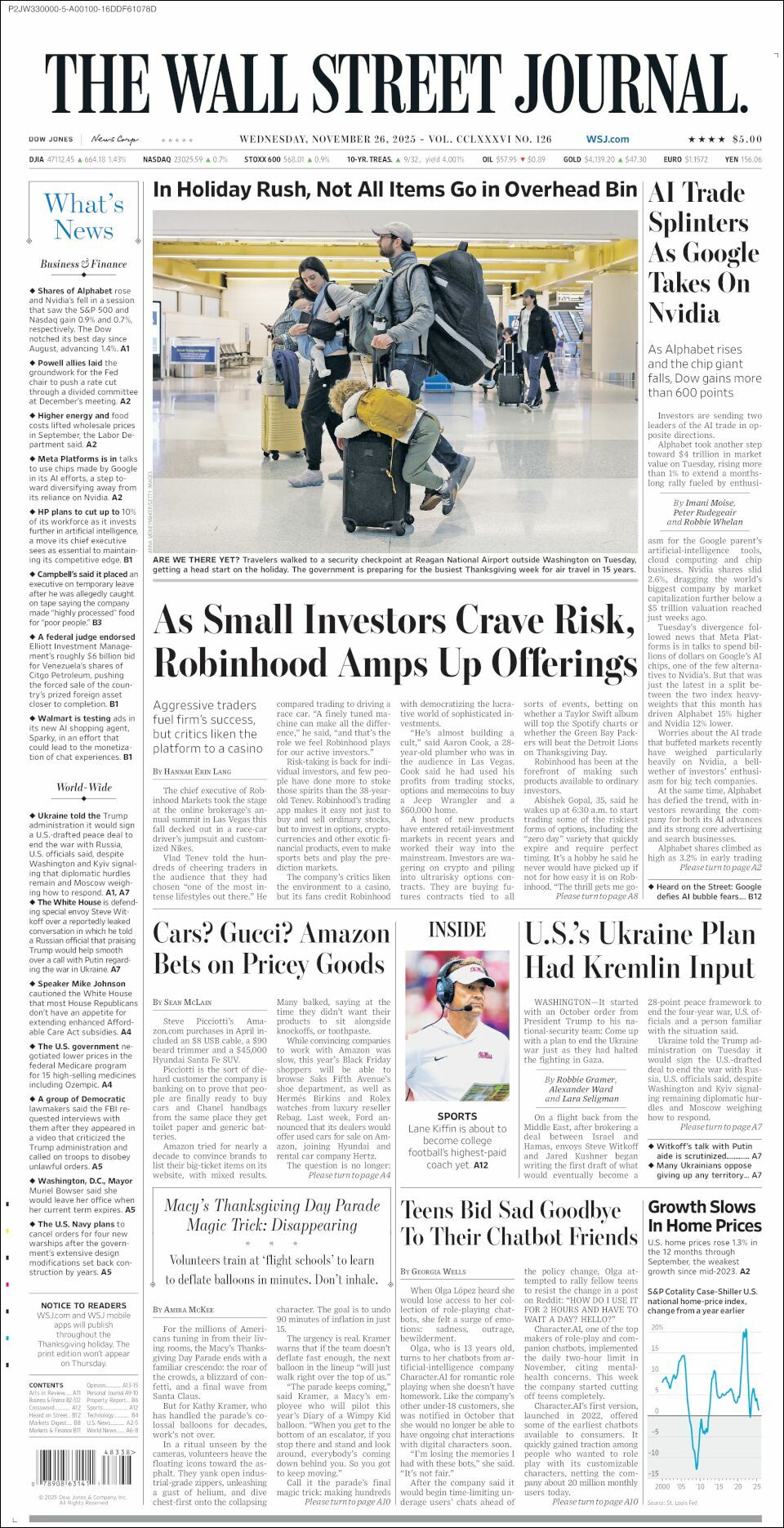 The Wall Street Journal, edición del miércoles 26 de noviembre de 2025