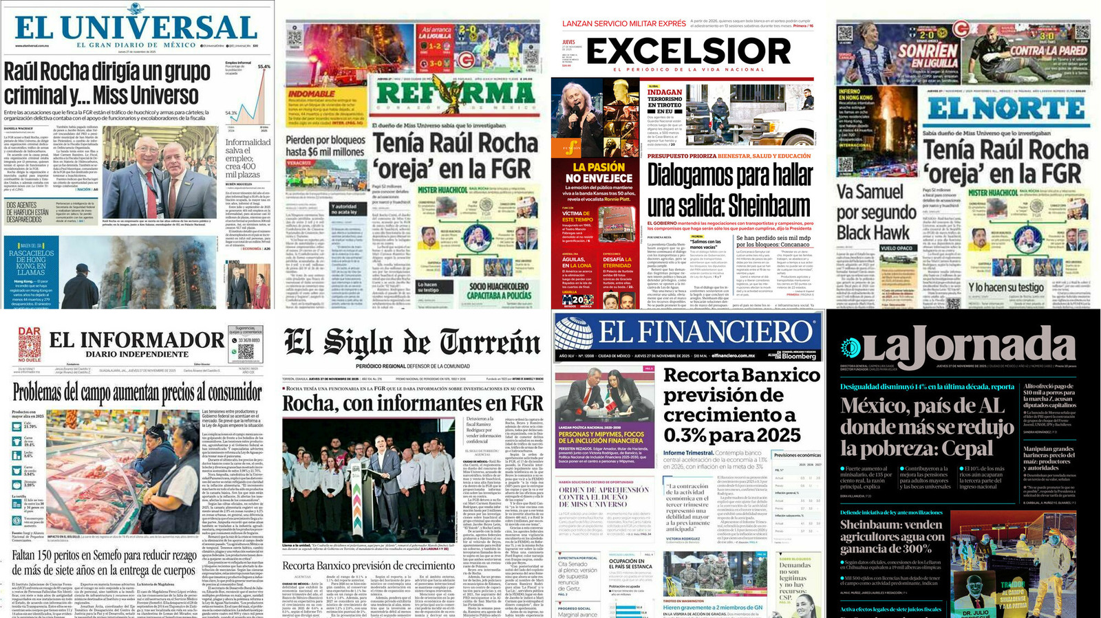Portadas de periódicos impresos más importantes de México hoy